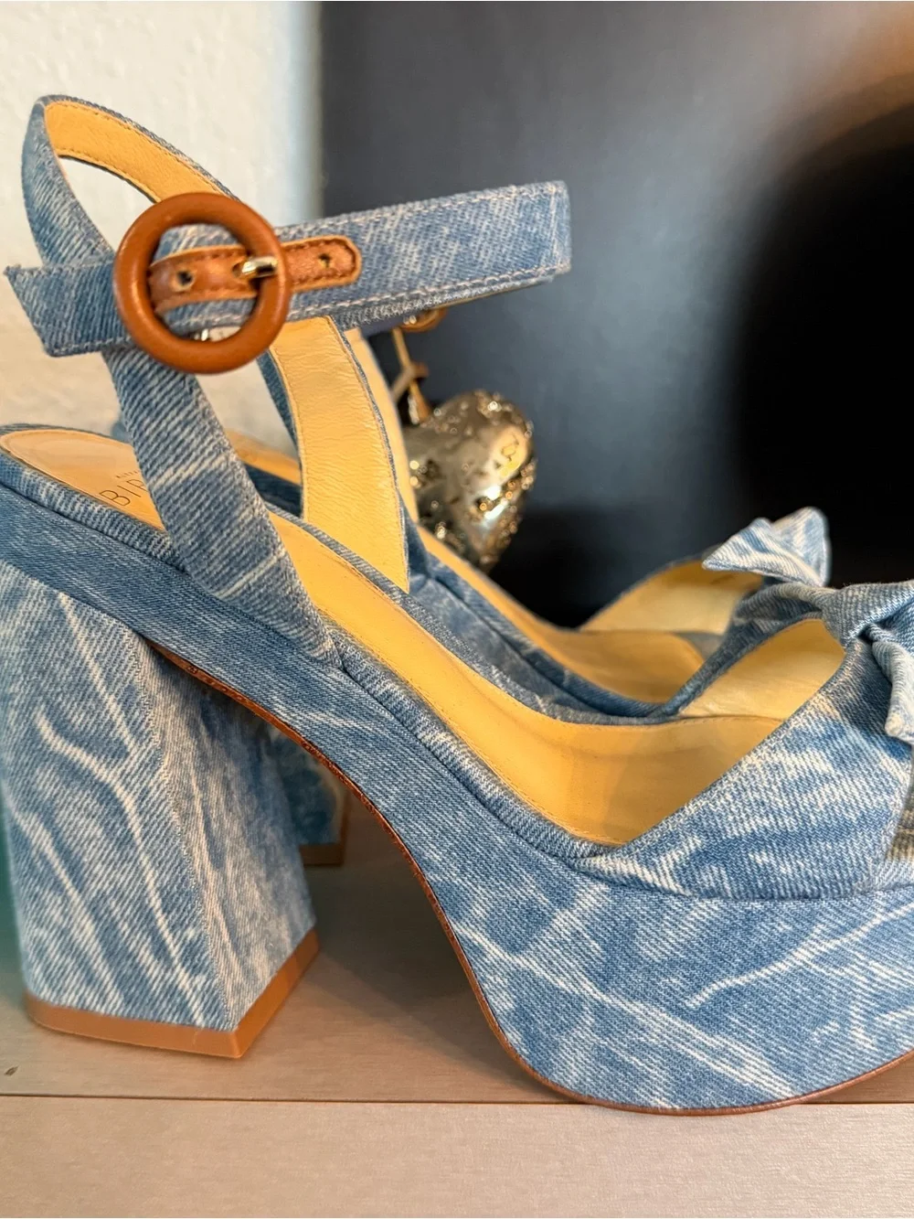 Alexandre Birman Light Blue Denim Platform Sandals with Ankle Strap